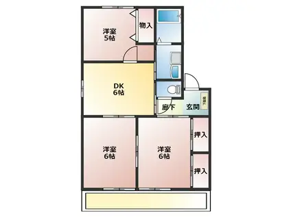 コーポひかる(3DK/1階)の間取り写真