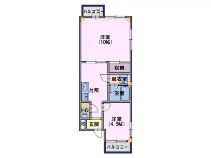 グランドール天神町(2K/3階)の間取り写真