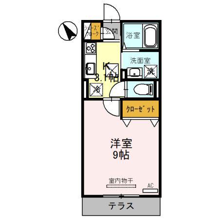 グラセフル(1K/1階)の間取り写真