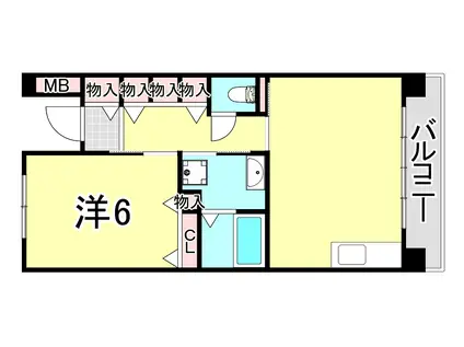 UR 浜甲子園なぎさ街24(1DK/12階)の間取り写真