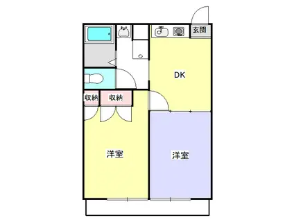 ホワイトハウスフォーレント・ヒロ(2DK/2階)の間取り写真