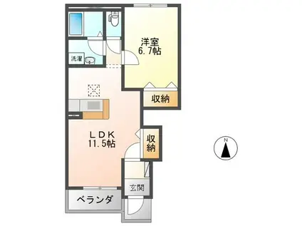 ウィンコート6(1LDK/1階)の間取り写真