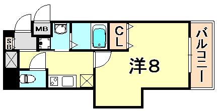 エスティロアール神戸駅前(1K/3階)の間取り写真