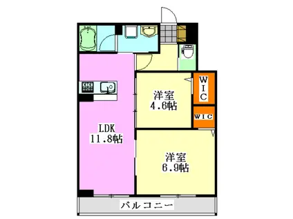 ルミエール駿河台(2LDK/2階)の間取り写真