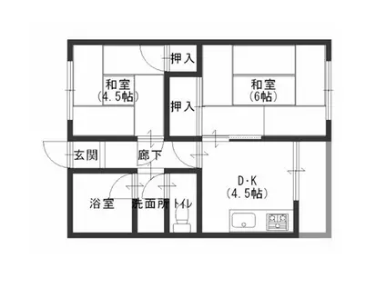 寿ハイツ(2DK/1階)の間取り写真