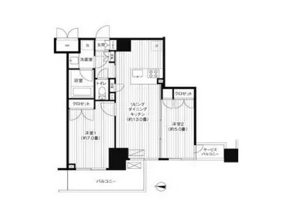 グランハイツ錦糸町(2LDK/2階)の間取り写真