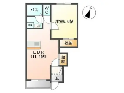 LILY リリー(1LDK/1階)の間取り写真