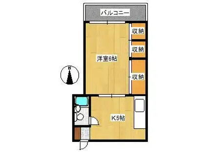 ハイツ清水(1K/4階)の間取り写真