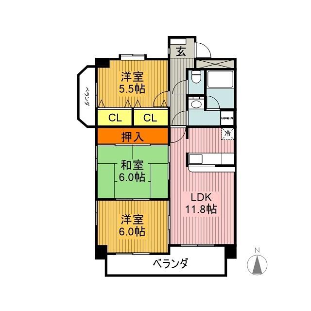 WING 95(3LDK/2階)の間取り写真