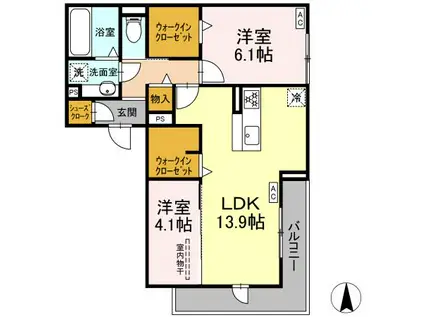 BELLFLOWER高森(2LDK/2階)の間取り写真