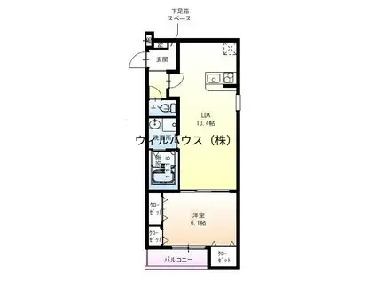 フジパレス堺諏訪森1番館(1LDK/2階)の間取り写真