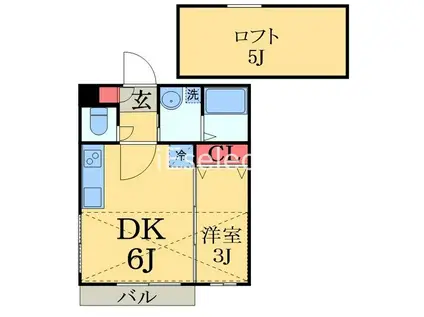 エルムハルヤマⅡ(1DK/2階)の間取り写真