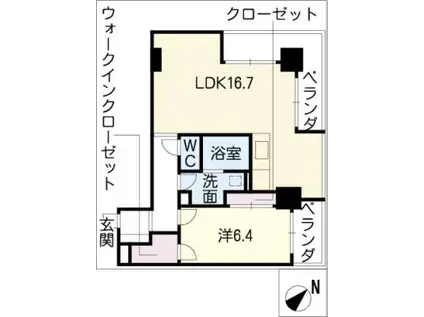 OZ ALLOGGIO(1LDK/6階)の間取り写真