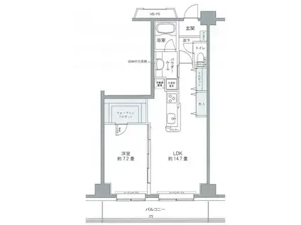 プライムアーバン豊洲(1LDK/7階)の間取り写真
