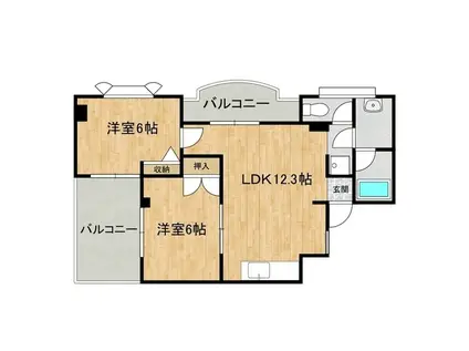 レストプレイス筑波(2LDK/2階)の間取り写真