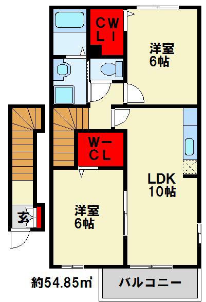フローラ・M II(2LDK/2階)の間取り写真