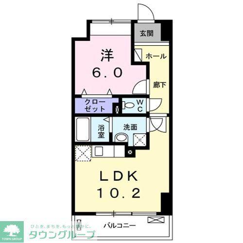 リバーサイドガーデンノースヒル(1LDK/4階)の間取り写真