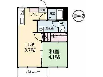 グローバルハイツ(1LDK/2階)の間取り写真