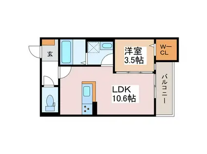 ROCKWELL元町(1LDK/2階)の間取り写真