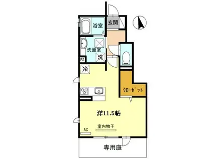 ラ・ルーチェ807 A棟(ワンルーム/1階)の間取り写真