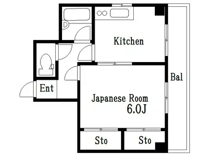 向島ロイヤルハイツ(1DK/4階)の間取り写真