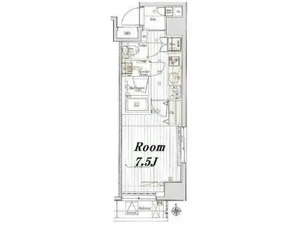 メイクスデザイン町屋(1K/7階)の間取り写真