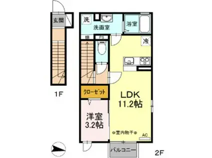 DR相馬駅前II(1LDK/2階)の間取り写真