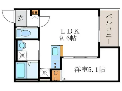 ARTO桂川(1LDK/1階)の間取り写真