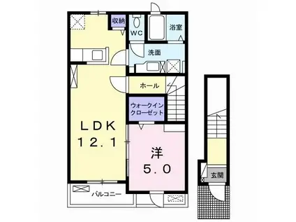BLUE WILLOW I(1LDK/2階)の間取り写真