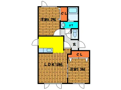ピュアコート(2LDK/2階)の間取り写真