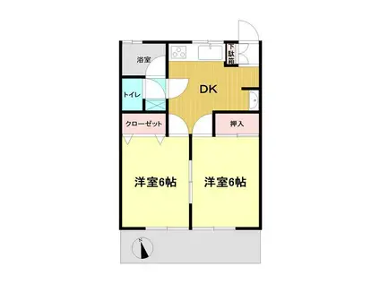 吉川ハイツ(2DK/1階)の間取り写真