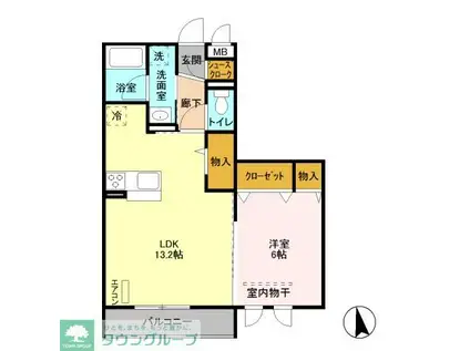 サニーハイム(1LDK/3階)の間取り写真