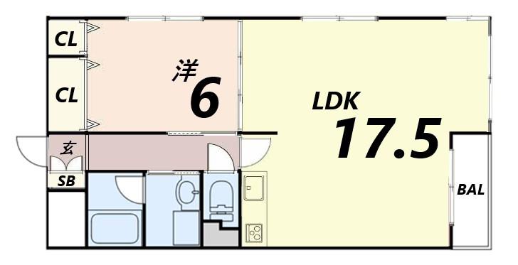 広畑中村コーポ(1LDK/3階)の間取り写真