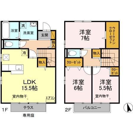 プレアデス見川A(3LDK/1階)の間取り写真