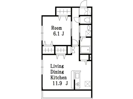 京急大師線 川崎大師駅 徒歩7分 3階建 築12年(1LDK/3階)の間取り写真