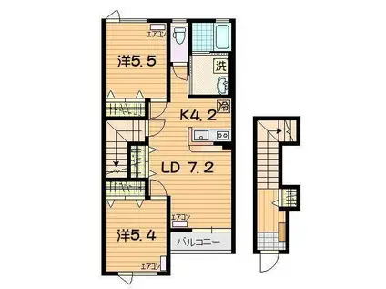 CASA DE DOMANI K(2LDK/2階)の間取り写真