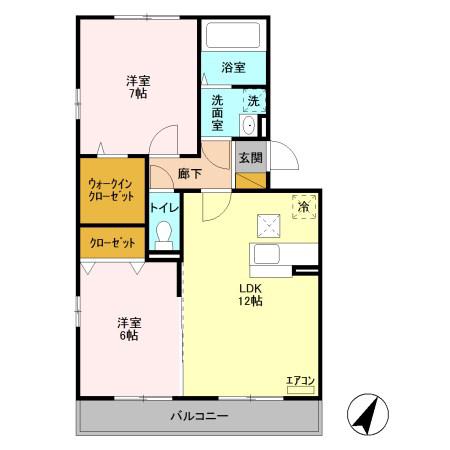アンクレージュA(2LDK/2階)の間取り写真