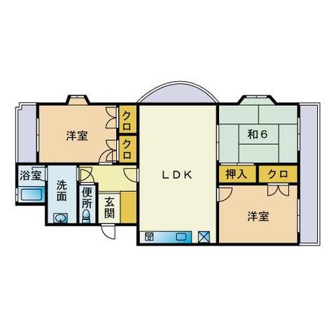 グリーンハイツ水城A(3LDK/3階)の間取り写真