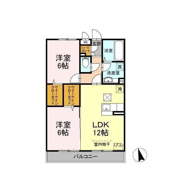 ヴェルブィル(2LDK/1階)の間取り写真