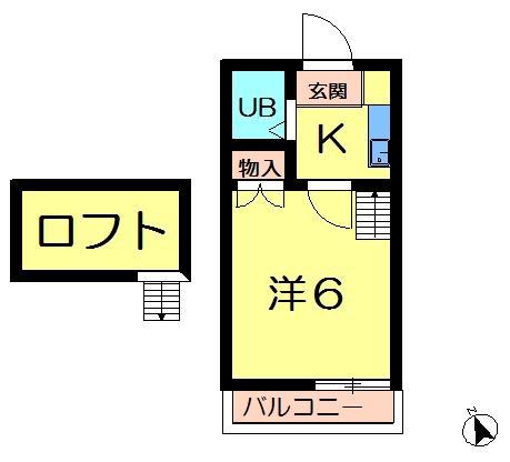 YOUハウス(1K/2階)の間取り写真