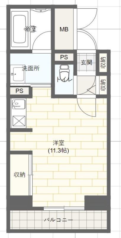 TKD北条口(ワンルーム/6階)の間取り写真