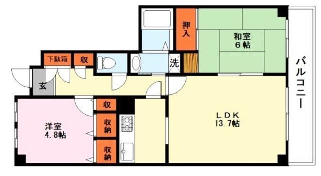 セルバ守山(2LDK/10階)の間取り写真