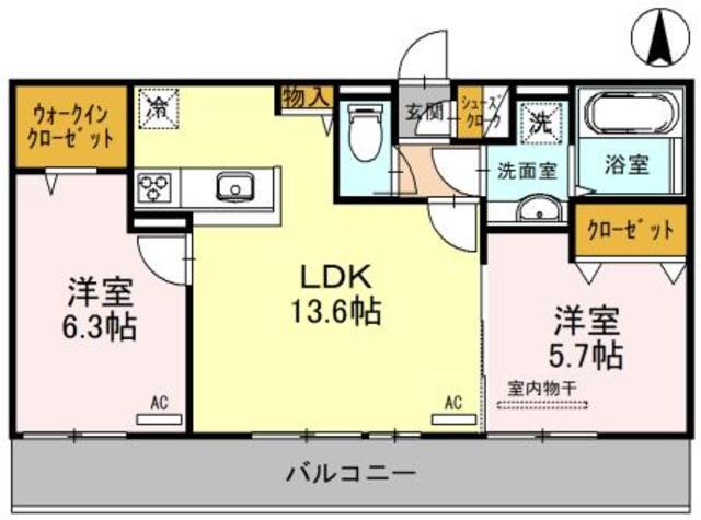 メルベイユさやか(2LDK/3階)の間取り写真