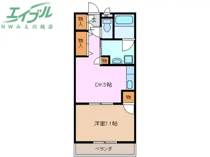 カロスクレーネ(1DK/4階)の間取り写真