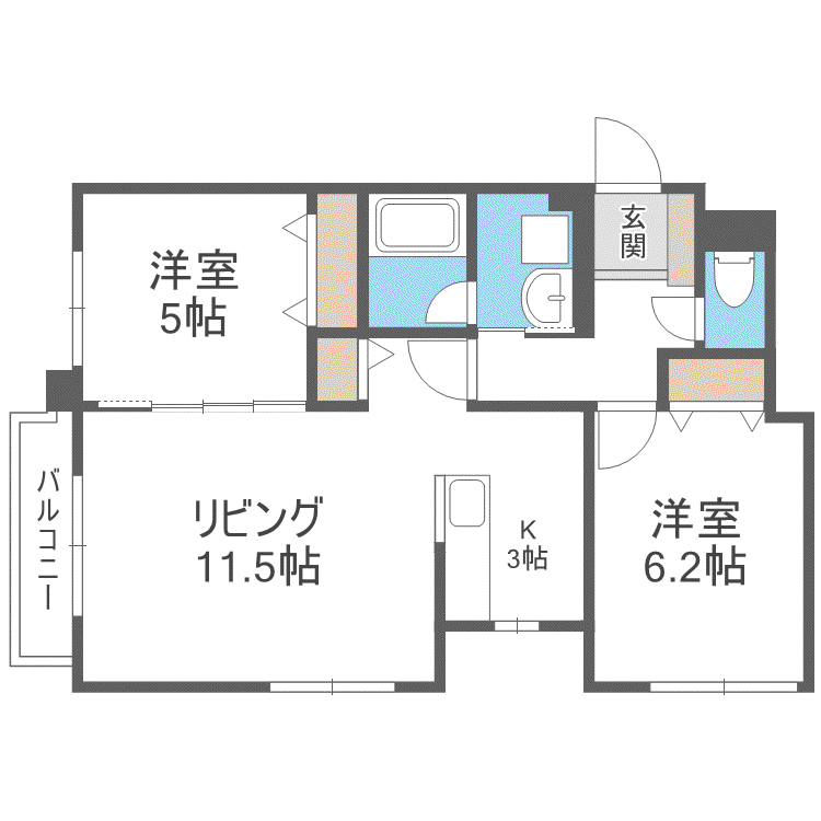 ノヴァ桑園(2LDK/3階)の間取り写真