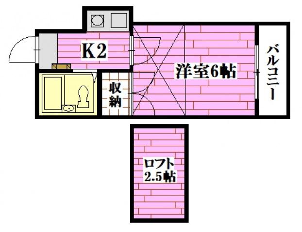 ベストハウス戸坂(1K/2階)の間取り写真