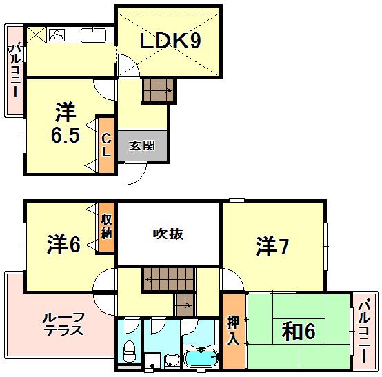 フローラ観音林(4LDK/2階)の間取り写真