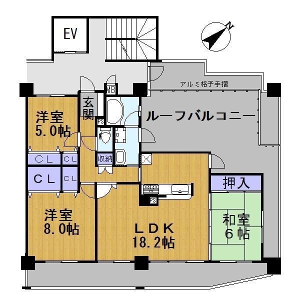 エスリード高槻上牧 11F(3LDK/11階)の間取り写真
