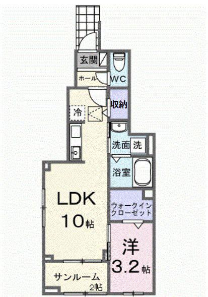 メゾン・ド・ヴィラI(1LDK/1階)の間取り写真