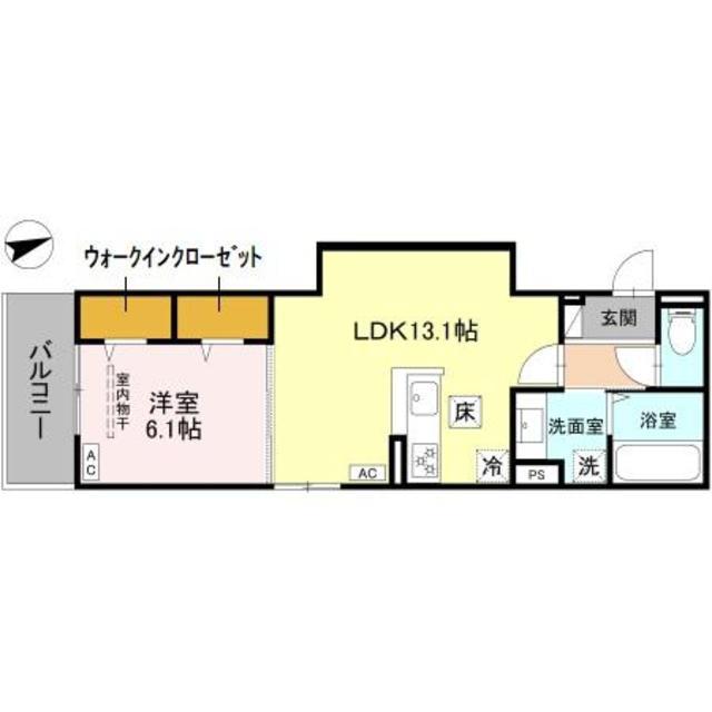 GRAMM下津林ウエスト(1LDK/1階)の間取り写真